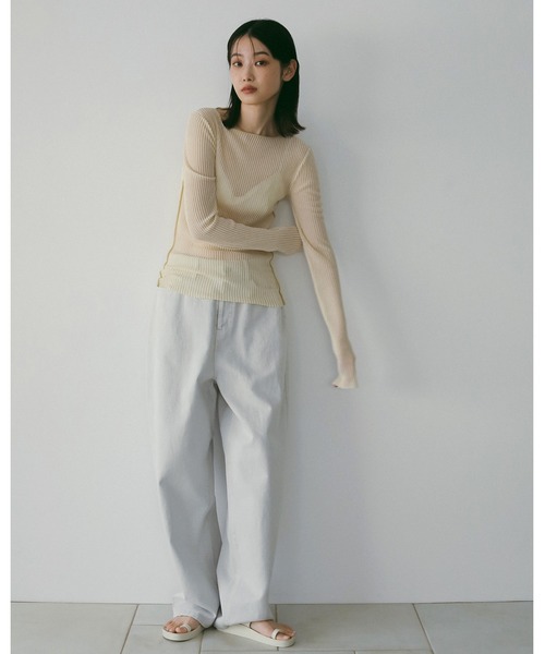 anuke（アンヌーク）の「Sheer Stripe Knit（ニット/セーター・レディース・クリーム/チャコールグレー・FREE）」の5枚目の写真