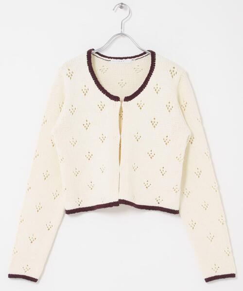 KBF（ケイビーエフ）の「アイレットコンパクトカーディガン（カーディガン/ボレロ・レディース・アイボリー/チャコールグレー・ONE）」の10枚目の写真