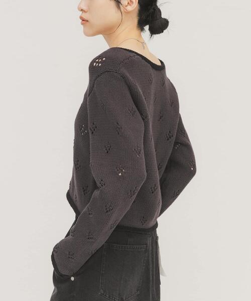 KBF（ケイビーエフ）の「アイレットコンパクトカーディガン（カーディガン/ボレロ・レディース・アイボリー/チャコールグレー・ONE）」の18枚目の写真