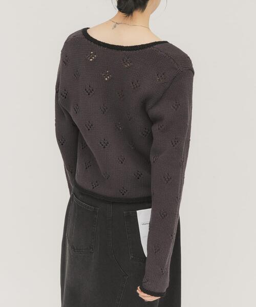 KBF（ケイビーエフ）の「アイレットコンパクトカーディガン（カーディガン/ボレロ・レディース・アイボリー/チャコールグレー・ONE）」の19枚目の写真