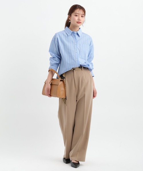 Andemiu（アンデミュウ）の「スカーフベルトつきストレートパンツ653134（スラックス・レディース・ネイビー/ベージュ/グレイッシュブルー・MEDIUM/SMALL）」の10枚目の写真