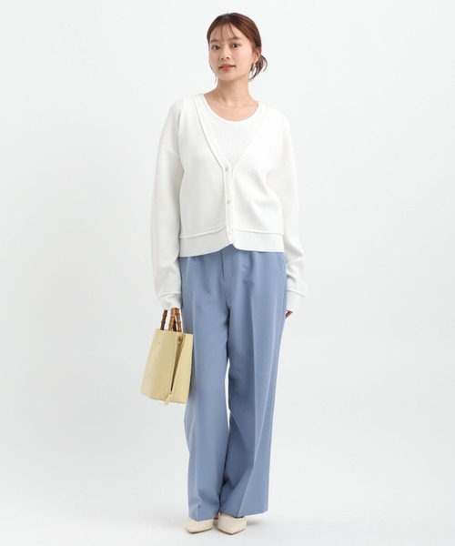 Andemiu（アンデミュウ）の「スカーフベルトつきストレートパンツ653134（スラックス・レディース・ネイビー/ベージュ/グレイッシュブルー・MEDIUM/SMALL）」の16枚目の写真