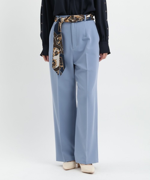 Andemiu（アンデミュウ）の「スカーフベルトつきストレートパンツ653134（スラックス・レディース・ネイビー/ベージュ/グレイッシュブルー・MEDIUM/SMALL）」の19枚目の写真