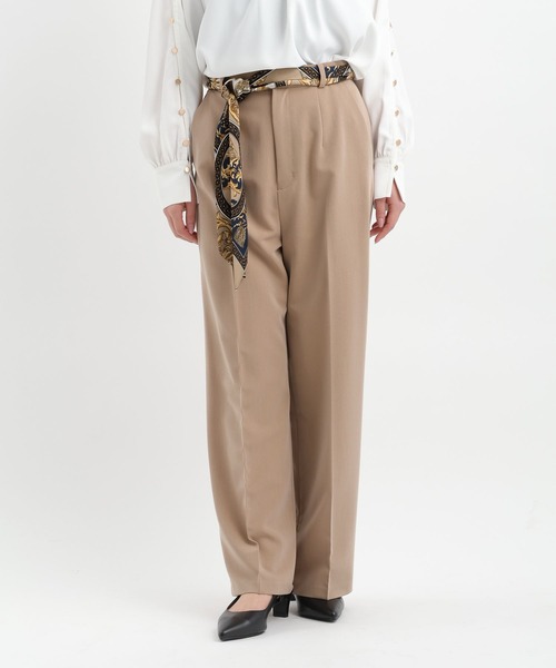 Andemiu（アンデミュウ）の「スカーフベルトつきストレートパンツ653134（スラックス・レディース・ネイビー/ベージュ/グレイッシュブルー・MEDIUM/SMALL）」の21枚目の写真