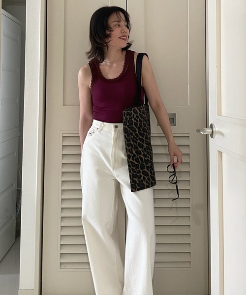 Henon.(ヘノン)の「レースタンクトップ(タンクトップ・レディース・バーガンディー/グレー/ブラック・F)」の6枚目の写真