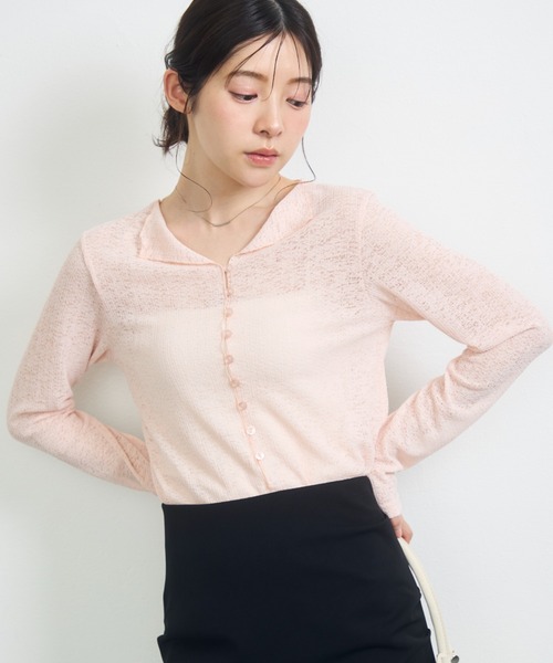 krahe(クレーエ)の「シアーレースカーディガン(カーディガン/ボレロ・レディース・グレー/ピンク/ブラック・FREE)」の22枚目の写真