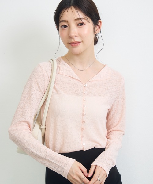 krahe(クレーエ)の「シアーレースカーディガン(カーディガン/ボレロ・レディース・グレー/ピンク/ブラック・FREE)」の20枚目の写真