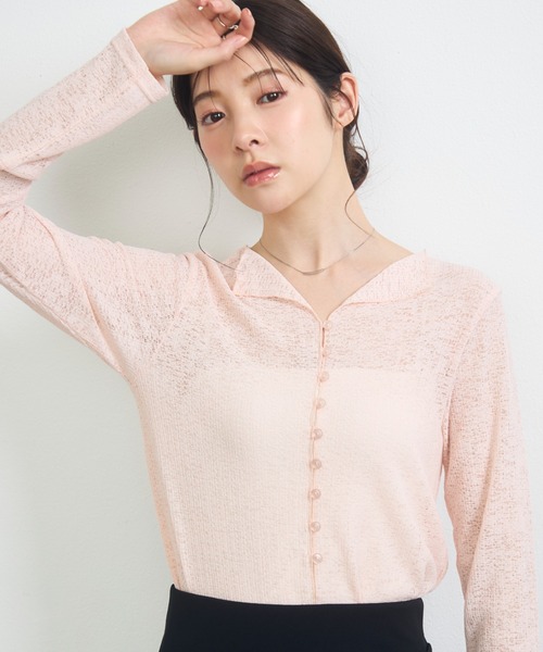 krahe(クレーエ)の「シアーレースカーディガン(カーディガン/ボレロ・レディース・グレー/ピンク/ブラック・FREE)」の21枚目の写真
