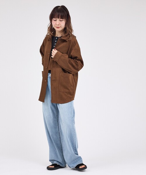 Rouge vif la cle（ルージュヴィフラクレ）の「【LE MELANGE/ル・メランジュ】ECOスウェードシャツジャケット/フェイクレザー【WEB限定】（ブルゾン・レディース・ブラウン・フリー）」の3枚目の写真