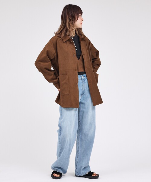 Rouge vif la cle（ルージュヴィフラクレ）の「【LE MELANGE/ル・メランジュ】ECOスウェードシャツジャケット/フェイクレザー【WEB限定】（ブルゾン・レディース・ブラウン・フリー）」の4枚目の写真