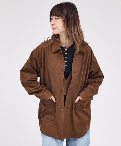 Rouge vif la cle（ルージュヴィフラクレ）の「【LE MELANGE/ル・メランジュ】ECOスウェードシャツジャケット/フェイクレザー【WEB限定】（ブルゾン・レディース・ブラウン・フリー）」の9枚目の写真