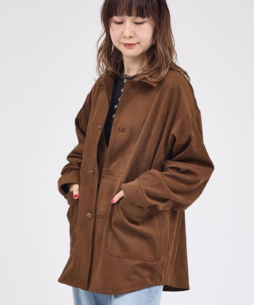 Rouge vif la cle(ルージュヴィフラクレ)の「【LE MELANGE/ル・メランジュ】ECOスウェードシャツジャケット/フェイクレザー【WEB限定】(ブルゾン・レディース・ブラウン・フリー)」の18枚目の写真
