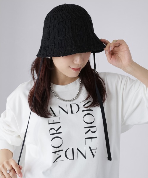 Riberry（リベリー）の「透かし編みニットバケハ（ハット・レディース・アイボリー/ブラック/グレイッシュベージュ・FREE）」の15枚目の写真