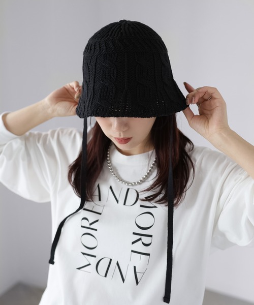 Riberry（リベリー）の「透かし編みニットバケハ（ハット・レディース・アイボリー/ブラック/グレイッシュベージュ・FREE）」の16枚目の写真