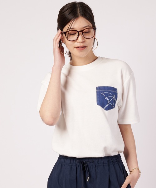 Arnold Palmer(アーノルドパーマー)の「シェア サーフニット 異素材ポケットTシャツ(Tシャツ/カットソー・レディース・チャコールグレー/ホワイト/アイボリー系・L/M/S/XS/LL)」の6枚目の写真