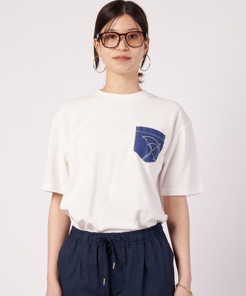 Arnold Palmer(アーノルドパーマー)の「シェア サーフニット 異素材ポケットTシャツ(Tシャツ/カットソー・レディース・チャコールグレー/ホワイト/アイボリー系・L/M/S/XS/LL)」の17枚目の写真