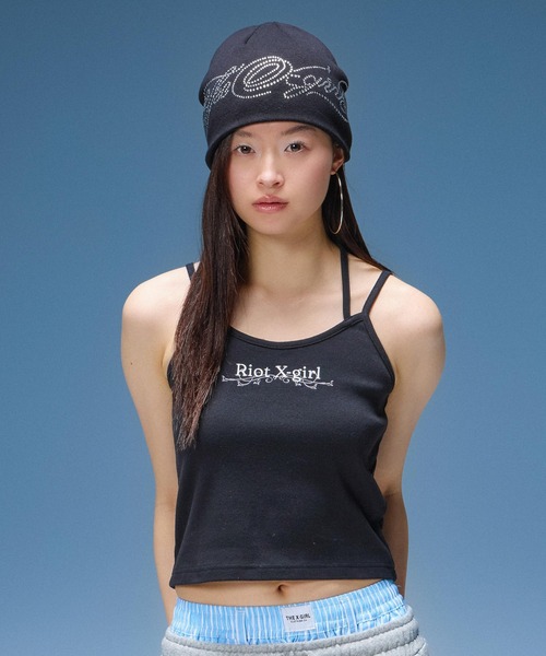 X-girl(エックスガール)の「RHINESTONE DECORATIVE SCRIPT LOGO BEANIE(ニットキャップ/ビーニー・レディース・ホワイト/ブラック/ピンク・ONE SIZE)」の19枚目の写真