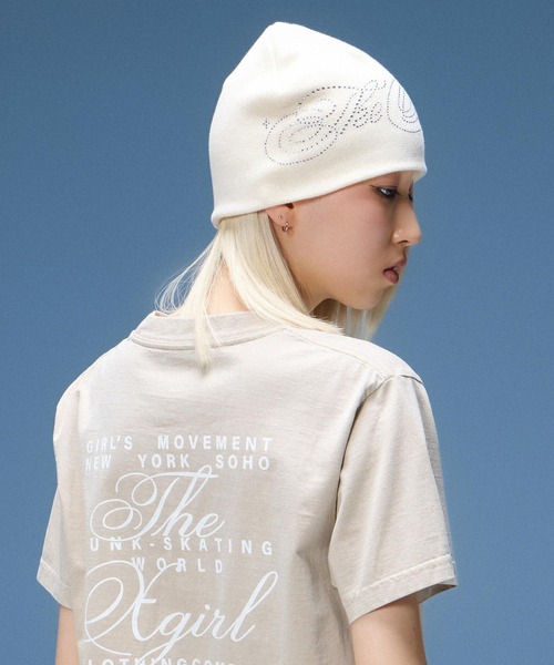 X-girl(エックスガール)の「RHINESTONE DECORATIVE SCRIPT LOGO BEANIE(ニットキャップ/ビーニー・レディース・ホワイト/ブラック/ピンク・ONE SIZE)」の22枚目の写真