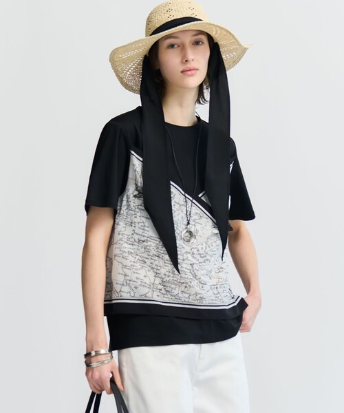 23区（ニジュウサンク）の「スカーフコンビジャージー カットソー（Tシャツ/カットソー・レディース・ホワイト系5/ブラック系5/ダークブラウン系5・38/40）」の2枚目の写真