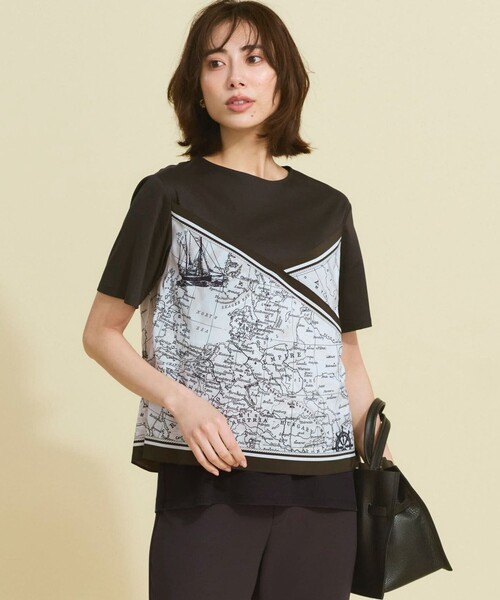 23区（ニジュウサンク）の「スカーフコンビジャージー カットソー（Tシャツ/カットソー・レディース・ホワイト系5/ブラック系5/ダークブラウン系5・38/40）」の3枚目の写真