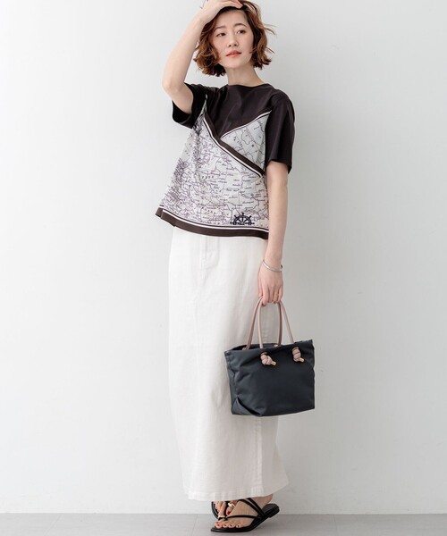 23区（ニジュウサンク）の「スカーフコンビジャージー カットソー（Tシャツ/カットソー・レディース・ホワイト系5/ブラック系5/ダークブラウン系5・38/40）」の21枚目の写真