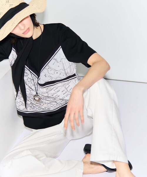 23区（ニジュウサンク）の「スカーフコンビジャージー カットソー（Tシャツ/カットソー・レディース・ホワイト系5/ブラック系5/ダークブラウン系5・38/40）」の20枚目の写真