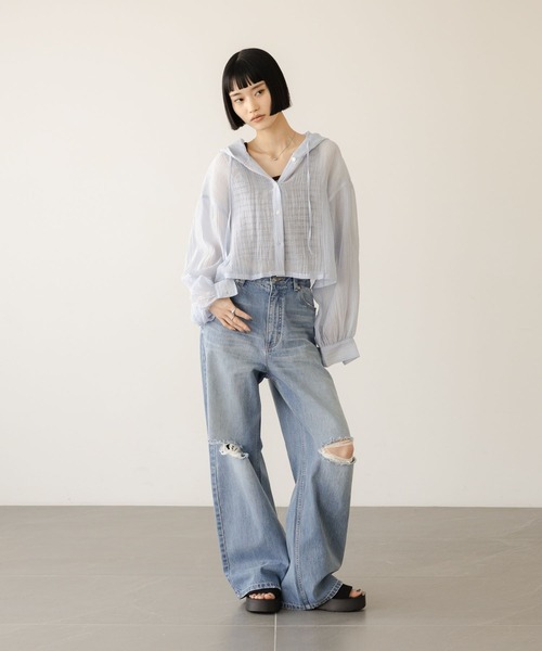 LOWRYS FARM(ローリーズファーム)の「ヨウリュウフードショートシャツ 663709(シャツ/ブラウス・レディース・ブラック/ライトブルー/ホワイト・FREE)」の22枚目の写真