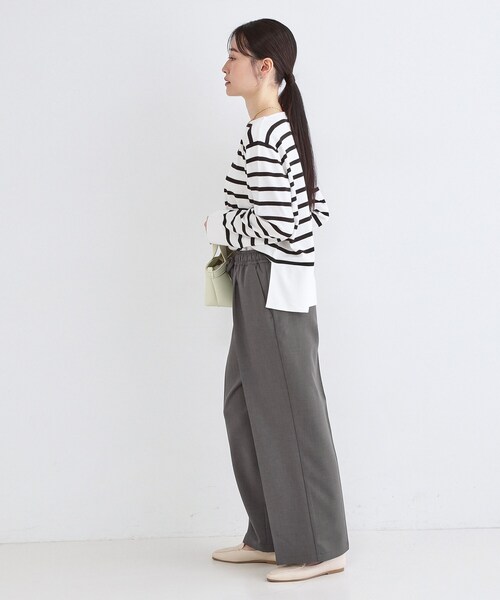 OPAQUE.CLIP（オペークドットクリップ）の「美脚ストレッチイージーワイドパンツ【洗濯機OK】（その他パンツ・レディース・チャコールグレー/ブラック/ライトベージュ/ピンク・34/36/38/40/42）」の8枚目の写真