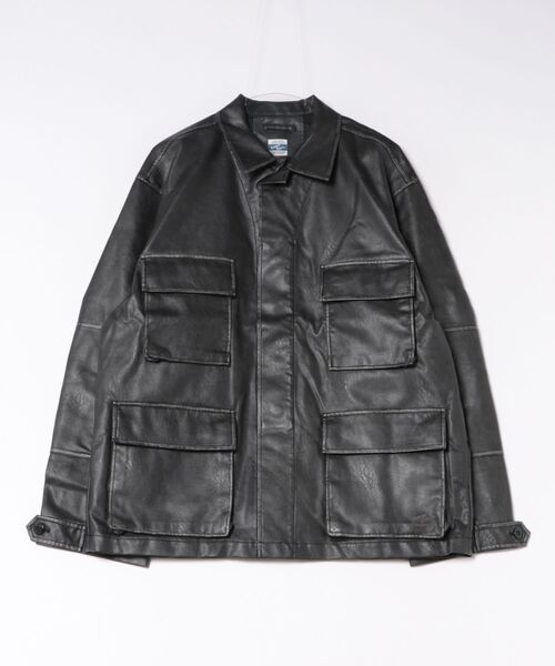 ARMY TWILL(アーミーツイル)の「【ARMY TWILL】Vegan Leather Jacket / レザーファティーグジャケット(ミリタリージャケット・メンズ・ベージュ/ブラック・M/L)」の5枚目の写真