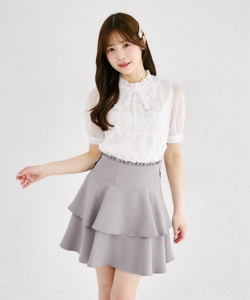 Suyunn（スユン）の「リボン付きパールビジュー×フラワーレースブラウス（シャツ/ブラウス・レディース・ホワイト/ピンク・M）」の3枚目の写真