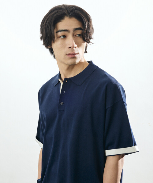 FREAK'S STORE（フリークスストア）の「限定展開 Relax Fit リラックスフィット クールタッチ 配色 ニットポロシャツ（ポロシャツ・メンズ・ブラック/チャコールグレー/ブラウン/ネイビー・MEDIUM/LARGE）」の20枚目の写真