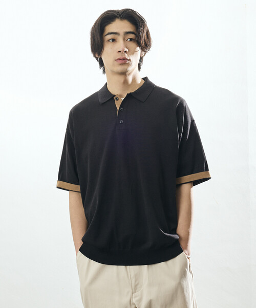 FREAK'S STORE（フリークスストア）の「限定展開 Relax Fit リラックスフィット クールタッチ 配色 ニットポロシャツ（ポロシャツ・メンズ・ブラック/チャコールグレー/ブラウン/ネイビー・MEDIUM/LARGE）」の10枚目の写真