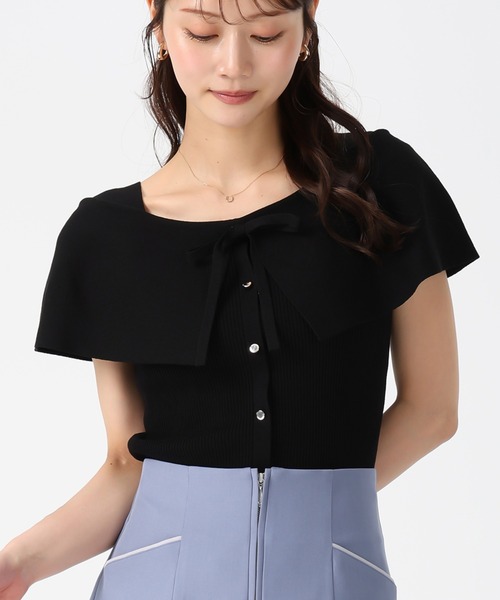 MISCH MASCH（ミッシュマッシュ）の「2026春夏新作 配色ケープリボンニット（ニット/セーター・レディース・グリーン/レッド/ホワイト/ブラック・ﾌﾘ-）」の2枚目の写真
