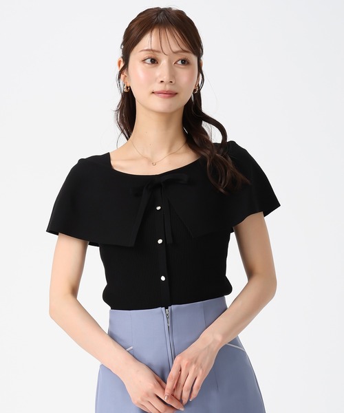 MISCH MASCH（ミッシュマッシュ）の「2026春夏新作 配色ケープリボンニット（ニット/セーター・レディース・グリーン/レッド/ホワイト/ブラック・ﾌﾘ-）」の16枚目の写真