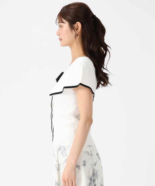 MISCH MASCH（ミッシュマッシュ）の「2026春夏新作 配色ケープリボンニット（ニット/セーター・レディース・グリーン/レッド/ホワイト/ブラック・ﾌﾘ-）」の18枚目の写真