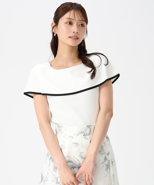 MISCH MASCH（ミッシュマッシュ）の「2026春夏新作 配色ケープリボンニット（ニット/セーター・レディース・グリーン/レッド/ホワイト/ブラック・ﾌﾘ-）」の14枚目の写真