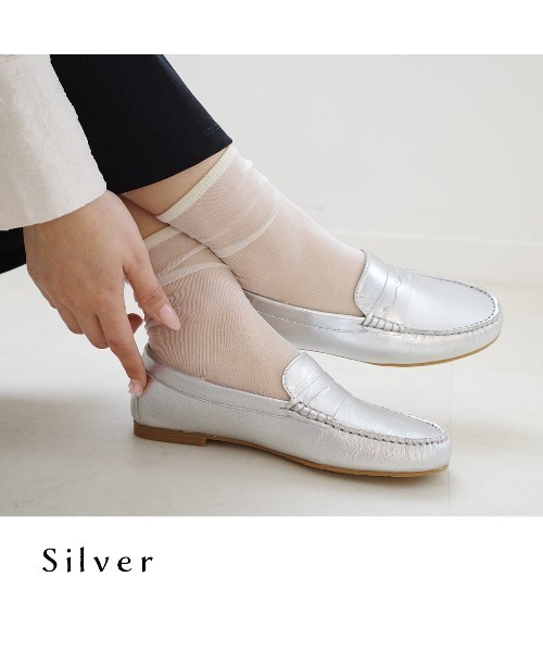 Pointer（shoes）（ポインター）の「【本革】ローファー（スリッポン・レディース・ブラウン/ホワイト/シルバー/ブラック・36/37/35/38/39）」の15枚目の写真