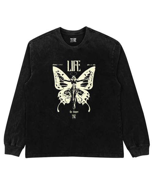 NAVYTEAM(ネイビーチーム)の「LIFE ピグメントダイングロングTシャツ(Tシャツ/カットソー・レディース・ブラック×グレー/ブラック×ベージュ・1/2/3)」の1枚目の写真