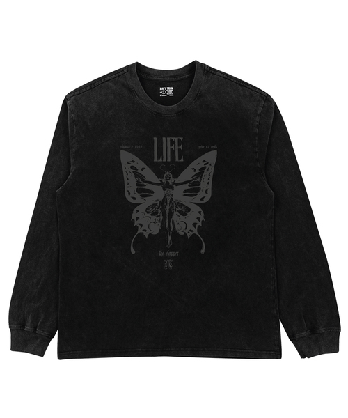 NAVYTEAM(ネイビーチーム)の「LIFE ピグメントダイングロングTシャツ(Tシャツ/カットソー・レディース・ブラック×グレー/ブラック×ベージュ・1/2/3)」の2枚目の写真