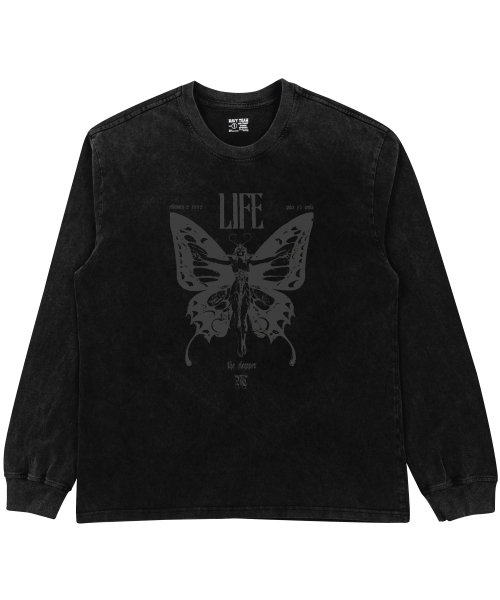 NAVYTEAM(ネイビーチーム)の「LIFE ピグメントダイングロングTシャツ(Tシャツ/カットソー・レディース・ブラック×グレー/ブラック×ベージュ・1/2/3)」の3枚目の写真