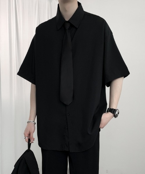 link lot(リンクロット)の「【2点セット】ネクタイ付きトロミシャツ(シャツ/ブラウス・メンズ・ブラック/ホワイト・M/L)」の13枚目の写真