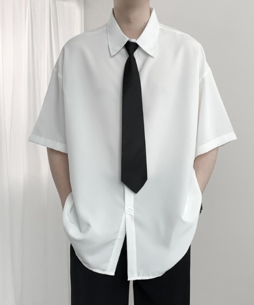 link lot(リンクロット)の「【2点セット】ネクタイ付きトロミシャツ(シャツ/ブラウス・メンズ・ブラック/ホワイト・M/L)」の11枚目の写真