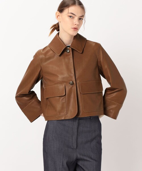 TOMORROWLAND collection(トゥモローランドコレクション)の「セミベジタブルレザー サックジャケット(その他アウター・レディース・ブラック/ブラウン・36)」の16枚目の写真