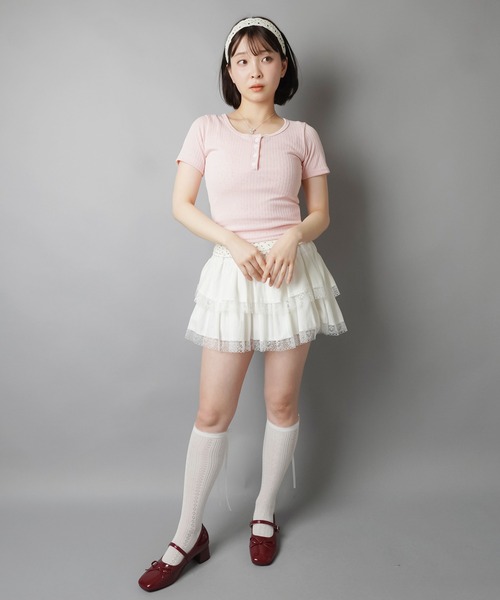 SPINNS(スピンズ)の「レイヤード風半袖カットソー/小花柄(Tシャツ/カットソー・レディース・アイボリー/サックスブルー/ピンク/ネイビー・ONESIZE)」の22枚目の写真