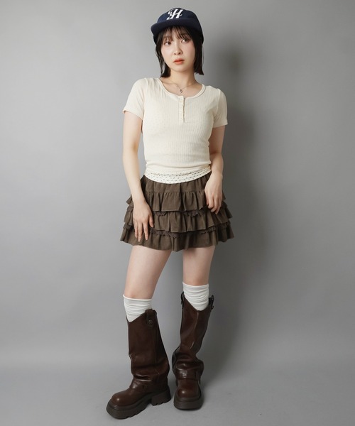 SPINNS(スピンズ)の「レイヤード風半袖カットソー/小花柄(Tシャツ/カットソー・レディース・アイボリー/サックスブルー/ピンク/ネイビー・ONESIZE)」の20枚目の写真