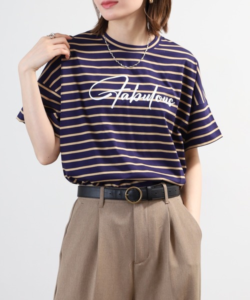 BRODIAEA(ブローディア)の「BRODIAEA ボーダーロゴプリント半袖Tシャツ 日本製(Tシャツ/カットソー・レディース・ブルー/グレー/ダークネイビー・40)」の20枚目の写真