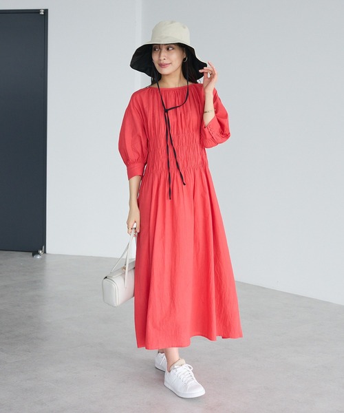 CRAFT STANDARD BOUTIQUE(クラフトスタンダードブティック)の「インド製 ハーフスリーブシャーリングワンピース ◆(ワンピース・レディース・レッド/ブラック/ストライプ・FREE)」の10枚目の写真
