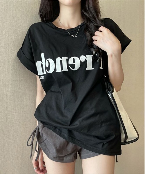 NEW GENTLEMAN(ニュージェントルマン)の「French ロゴ フレンチスリーブ Tシャツ(Tシャツ/カットソー・レディース・ホワイト/ブラック/カーキ・M/L)」の11枚目の写真