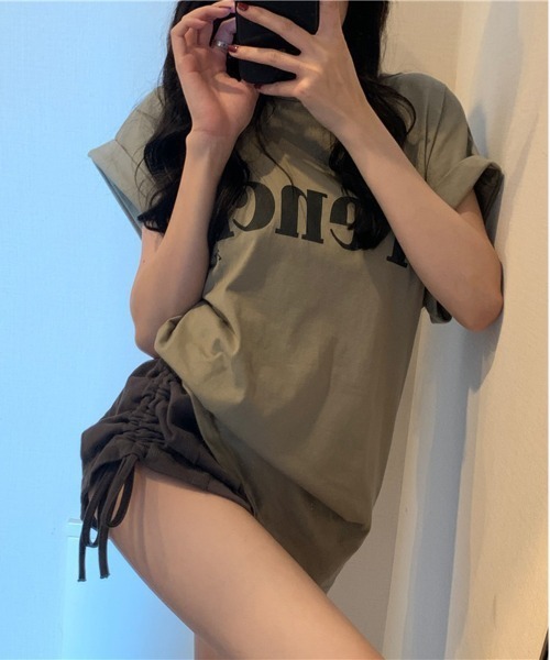 NEW GENTLEMAN(ニュージェントルマン)の「French ロゴ フレンチスリーブ Tシャツ(Tシャツ/カットソー・レディース・ホワイト/ブラック/カーキ・M/L)」の17枚目の写真