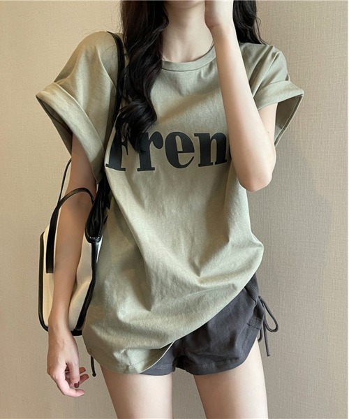 NEW GENTLEMAN(ニュージェントルマン)の「French ロゴ フレンチスリーブ Tシャツ(Tシャツ/カットソー・レディース・ホワイト/ブラック/カーキ・M/L)」の19枚目の写真
